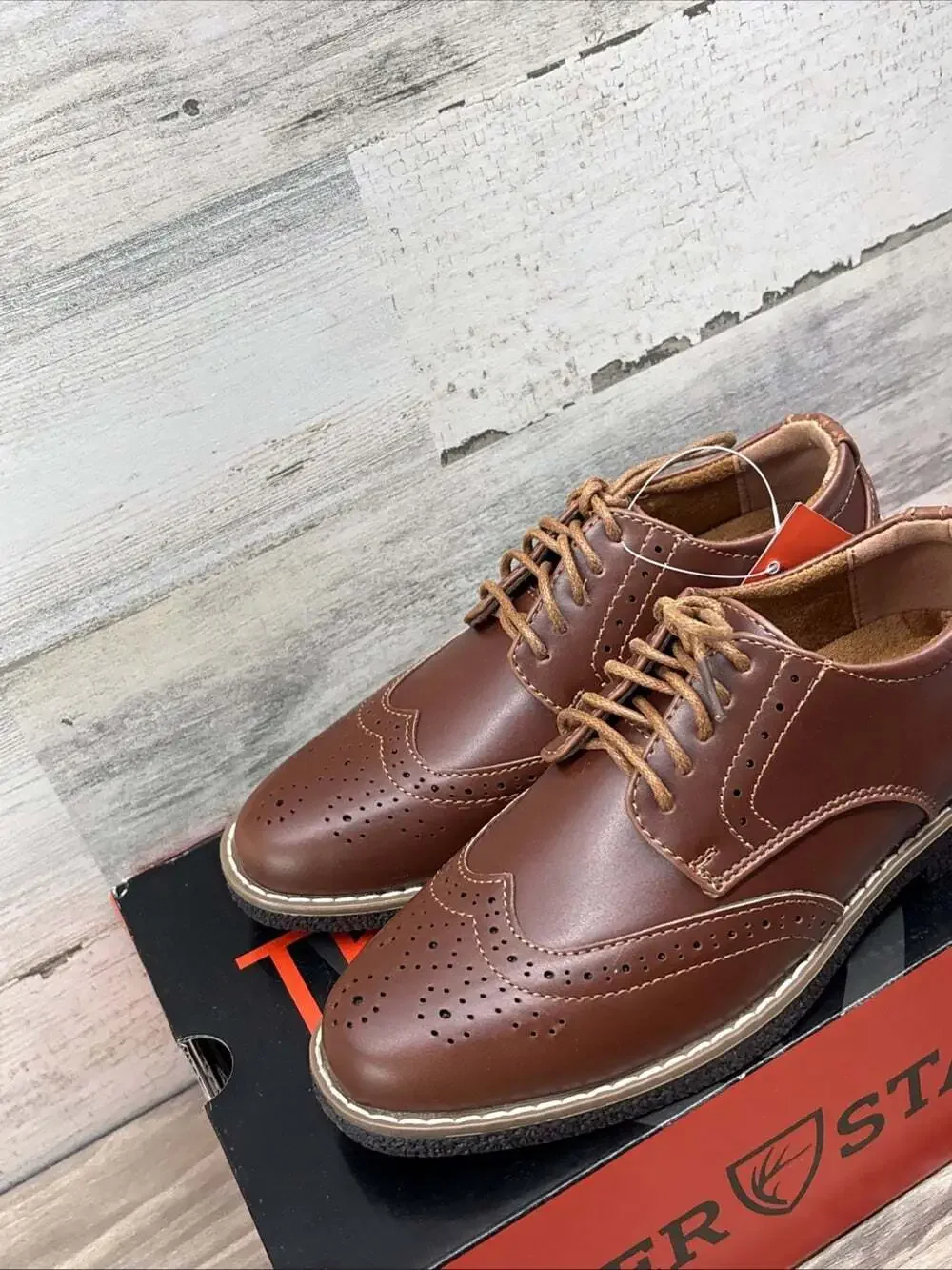 Deer Stags Little/Big Boys Ace Dress Wing-Tip Comfort Oxford Shoes Size: 13.5